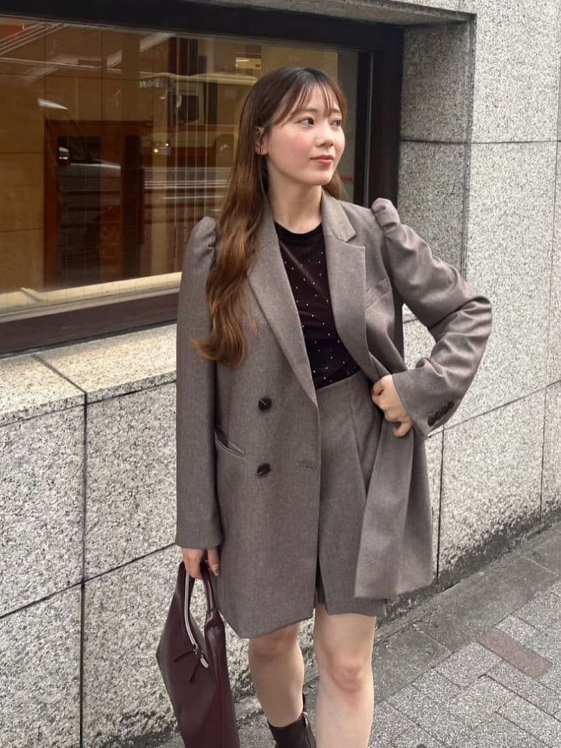 完売 Sサイズ ココディール 新品タグ付 ロングダブルジャケット MIXブラウン