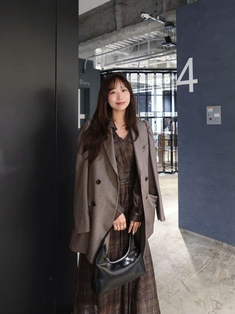 完売 Sサイズ ココディール 新品タグ付 ロングダブルジャケット MIXブラウン