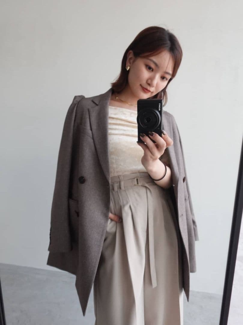 完売 Sサイズ ココディール 新品タグ付 ロングダブルジャケット MIXブラウン