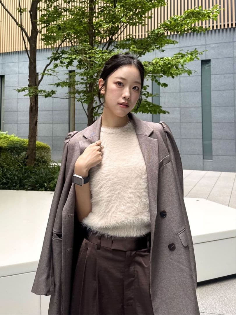 完売 Sサイズ ココディール 新品タグ付 ロングダブルジャケット MIXブラウン