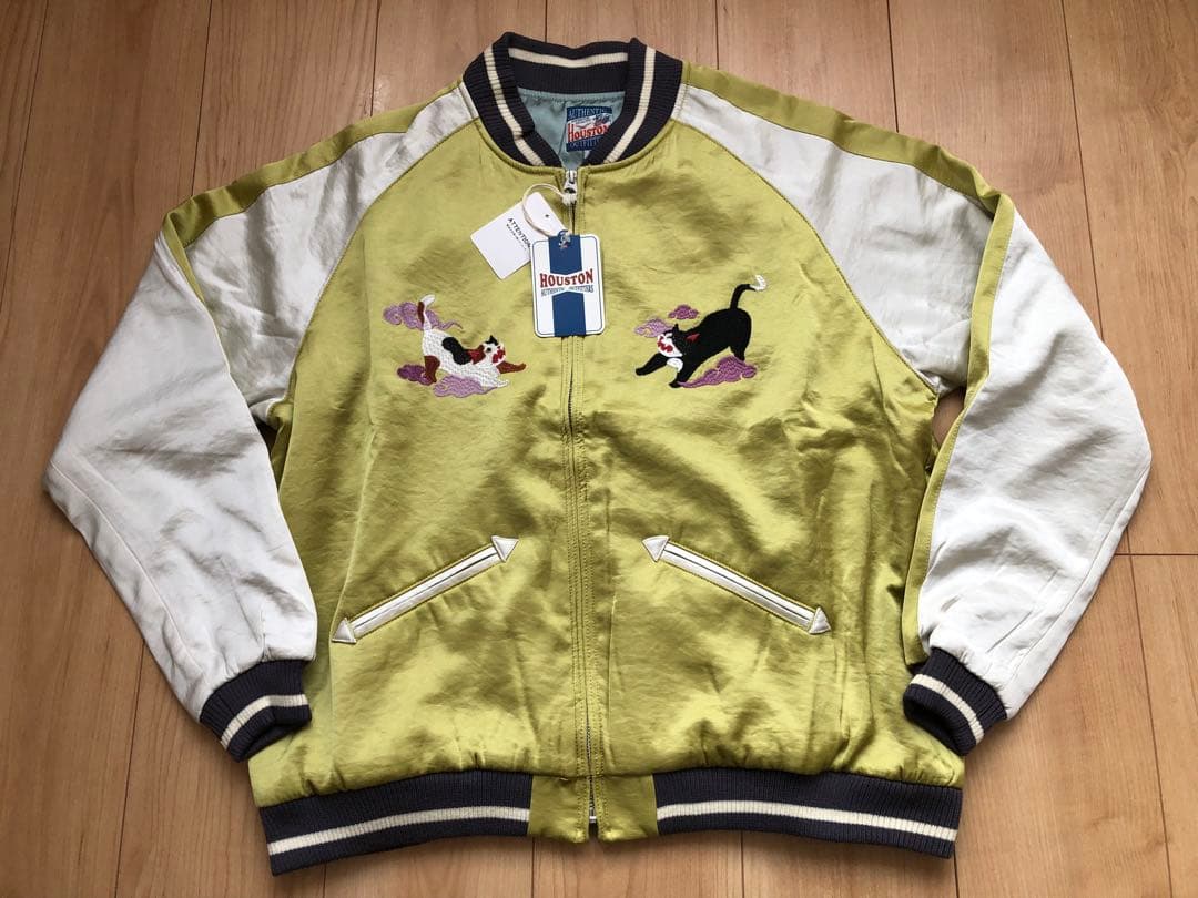 未使用タグ付！HOUSTON woman スーベニアジャケット 百猫／スカジャン