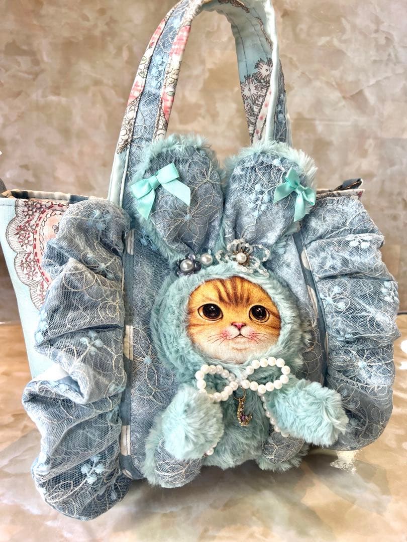 コヤンイサムチョン　レトロハート生地/ラメレース　ふんわりフリルバッグ