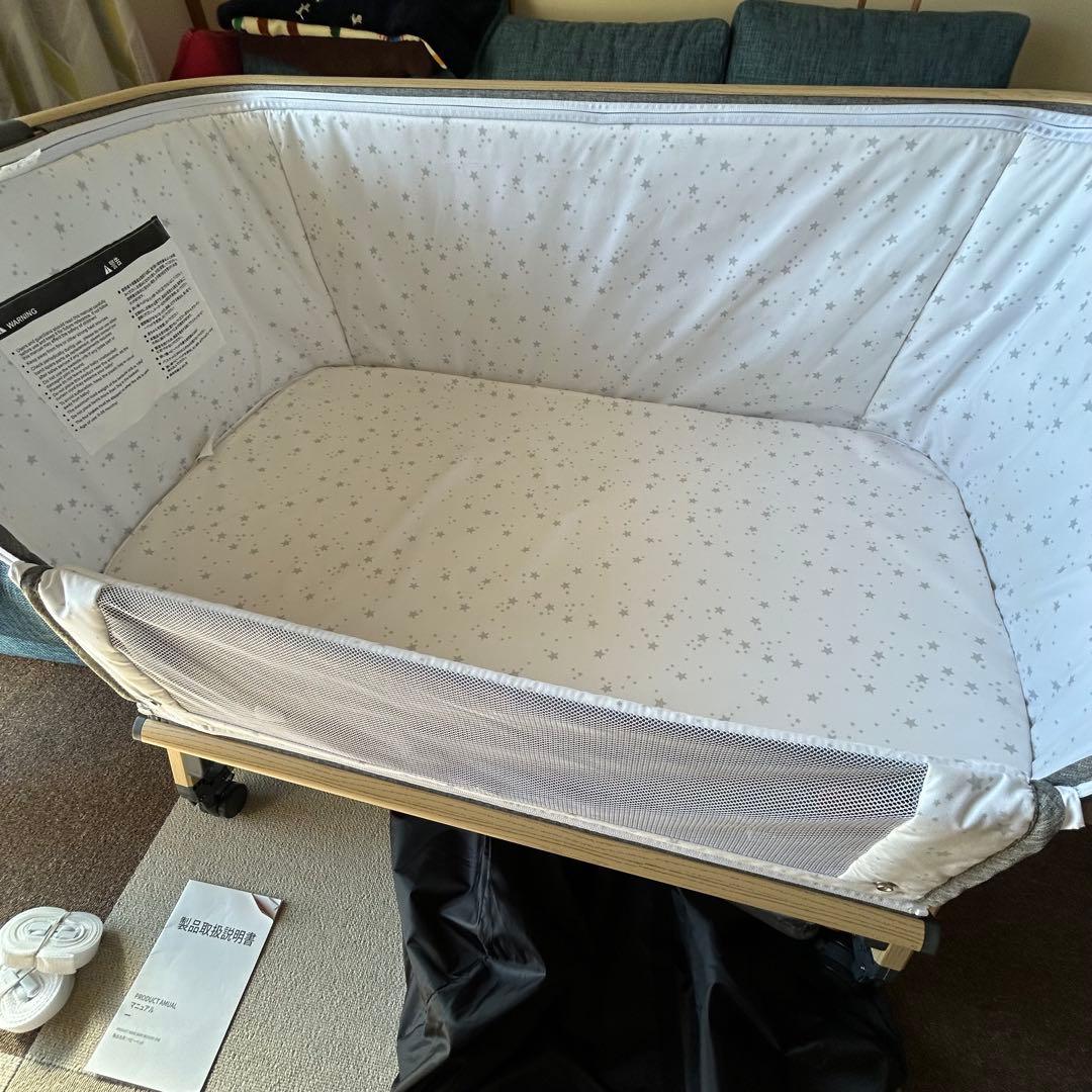 美品　HZDMJ ベビーベッド　蚊帳付き　折りたたみ式