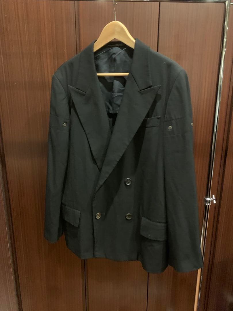 あ*め様 ヨウジヤマモト ダブルブレスト テーラードジャケット 黒