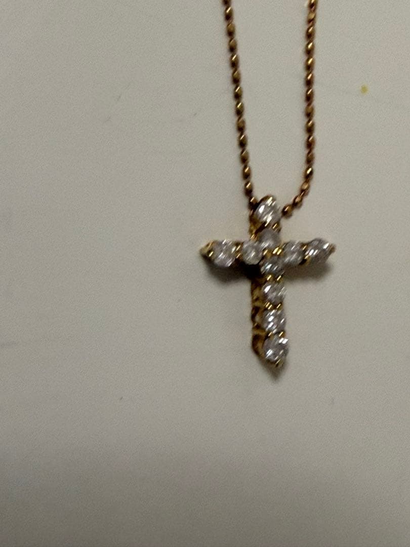 K18（750）ダイヤモンド クロスネックレス 約0.3ct 現状品チェーン切れ