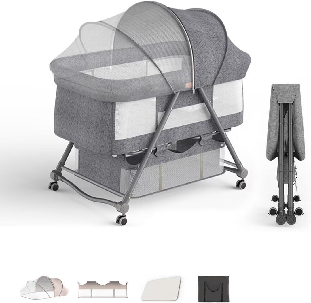 ベビーベッド 添い寝 折りたたみ ベビーベッド ミニ キャスター付き