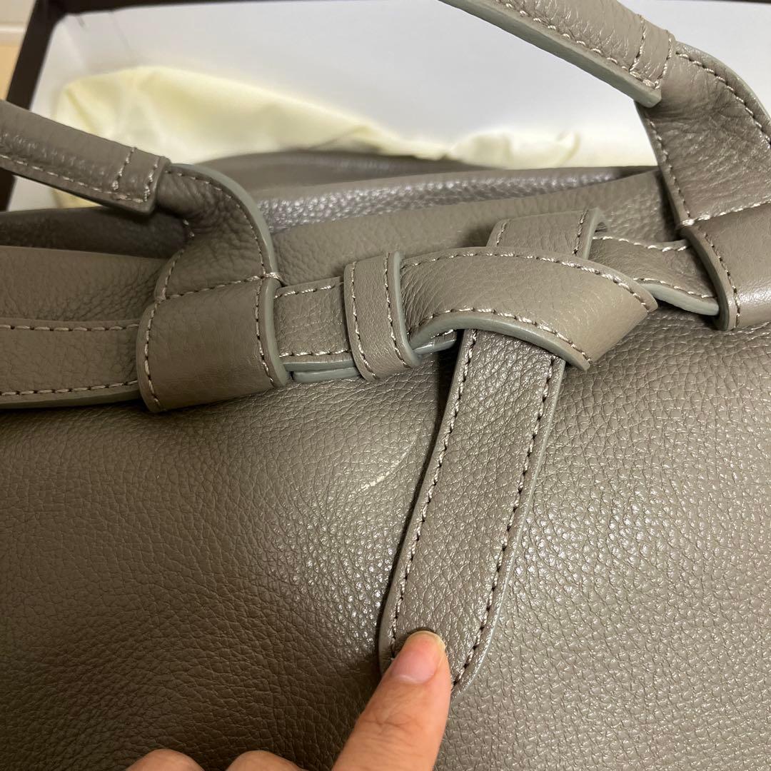 【土屋鞄】グレージュ レザー ハンドバッグ