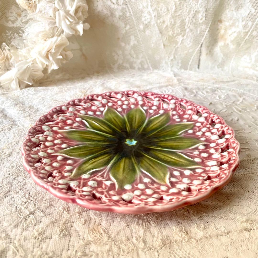 すずらんプレートピンク　ヴィレロイ＆ボッホ　バルボティーヌ検フランスアンティーク