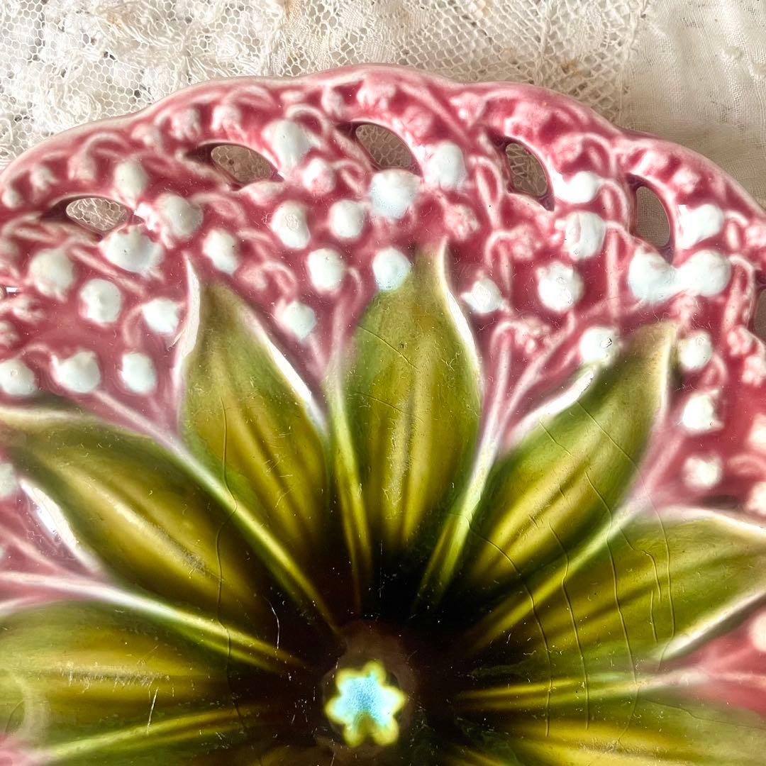 すずらんプレートピンク　ヴィレロイ＆ボッホ　バルボティーヌ検フランスアンティーク