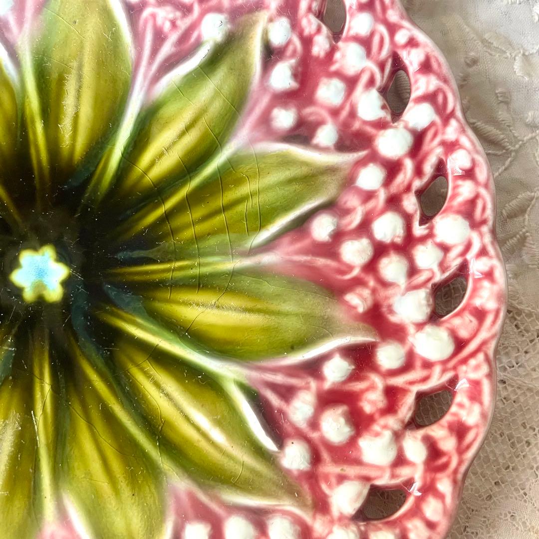 すずらんプレートピンク　ヴィレロイ＆ボッホ　バルボティーヌ検フランスアンティーク