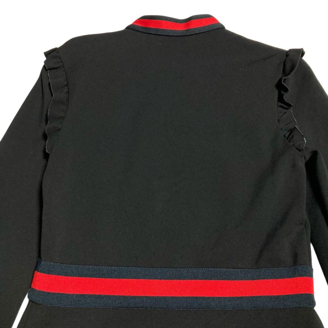 現行タグ★GUCCI グッチ ジャージーワンピース シェリーライン ボウタイ L