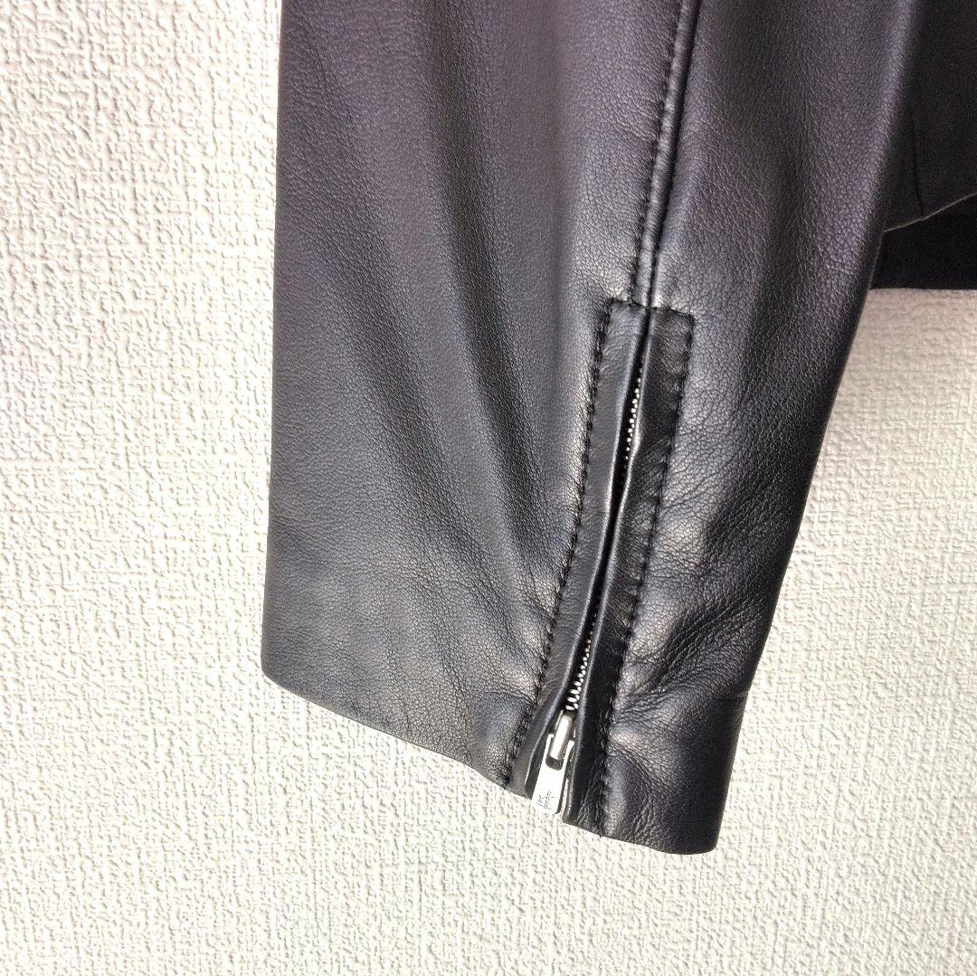 UNTITLED アンタイトル ラム レザー ノーカラー ジャケット 3 L 黒