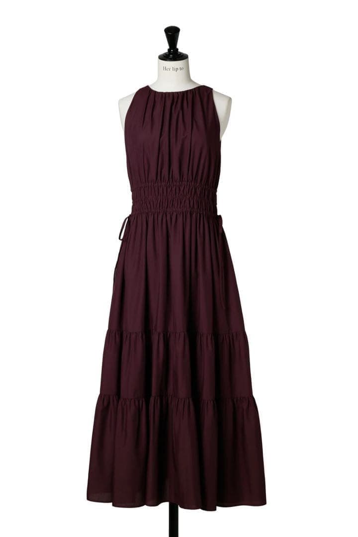 ワンピース Herlipto Riviera Bow Tiered Long Dress