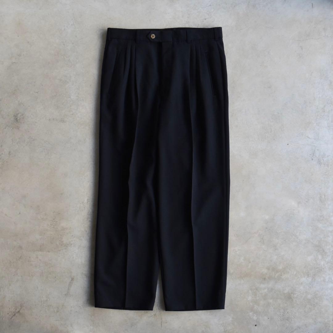 90sPERRY ELLISペリーエリス スリータックスラックス ネイビーW33