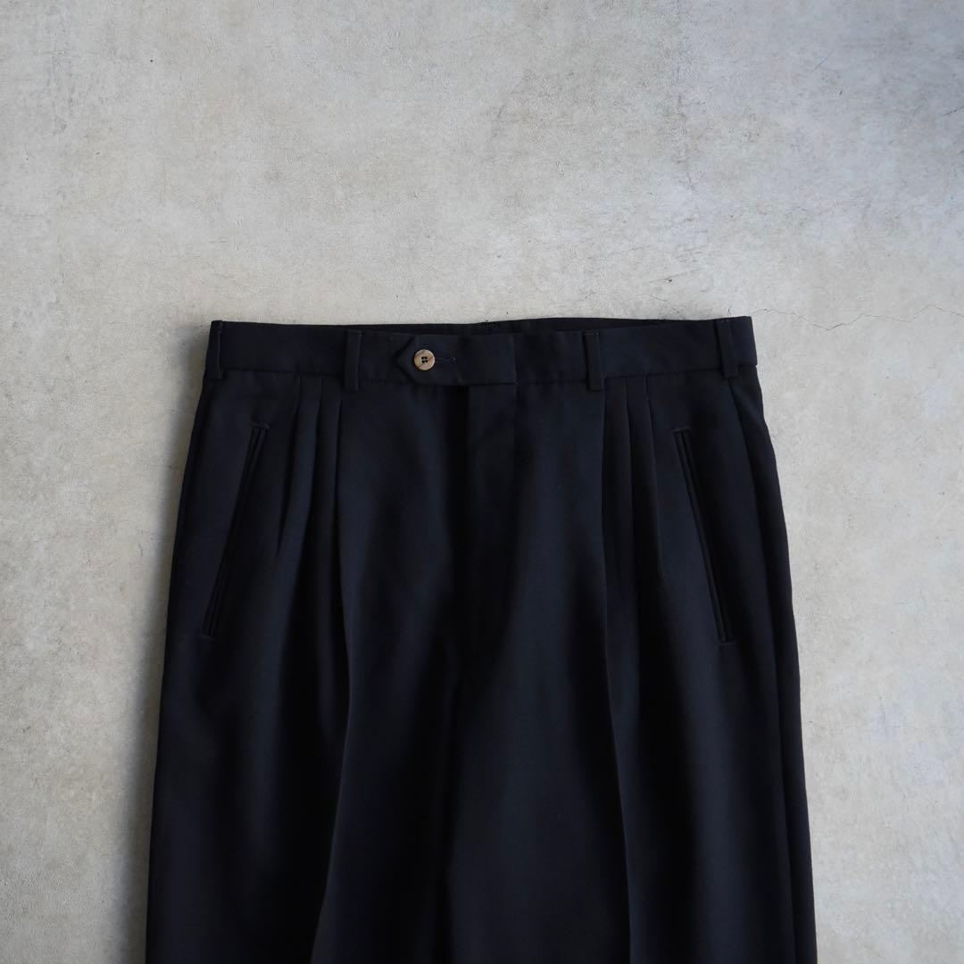 90sPERRY ELLISペリーエリス スリータックスラックス ネイビーW33