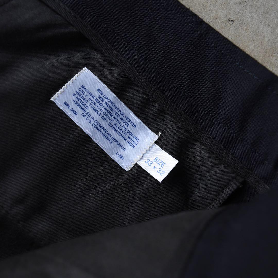 90sPERRY ELLISペリーエリス スリータックスラックス ネイビーW33