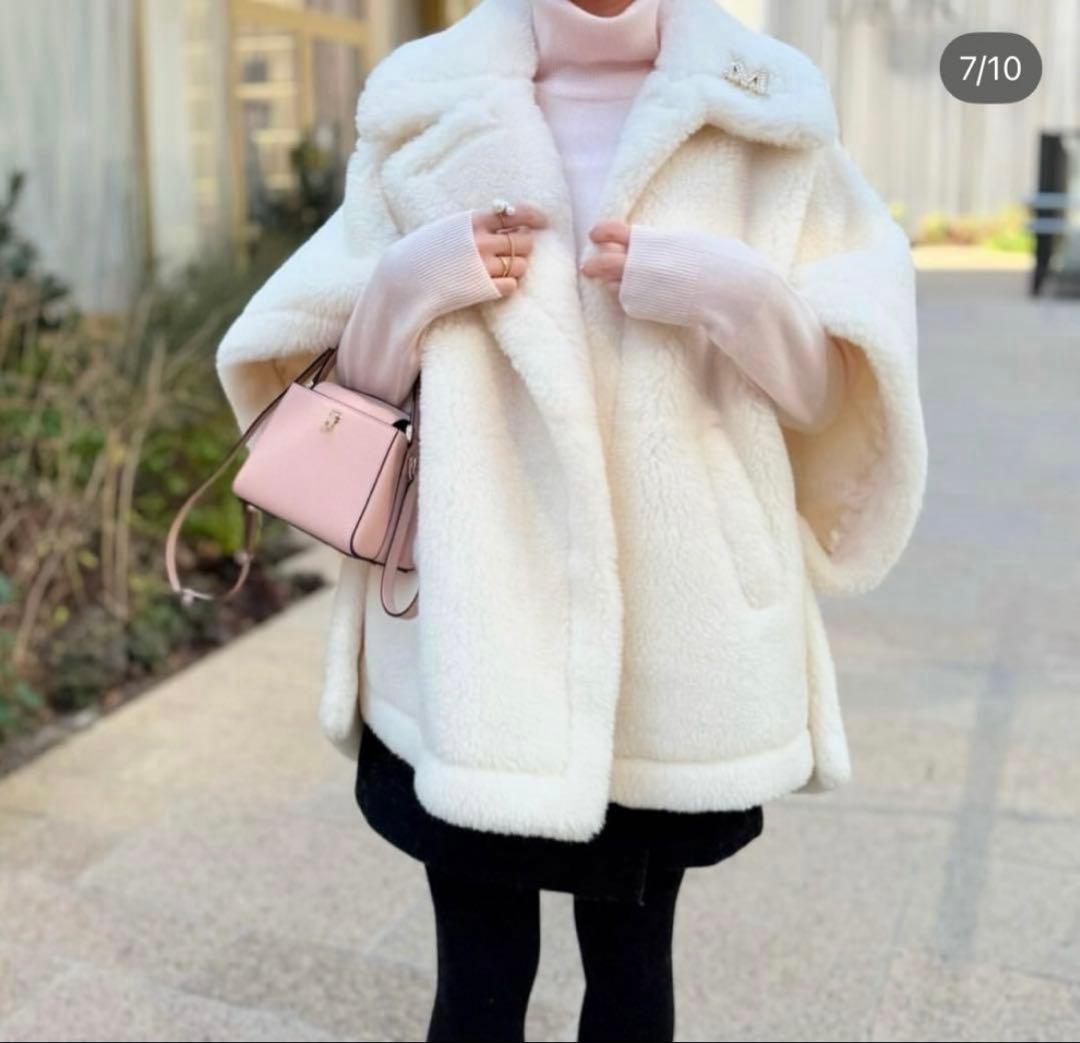 専用♡テディベア/ポンチョ/ホワイト/LiLiRena/MaxMara好き