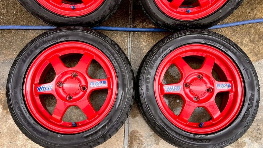 【掲載17日迄】 RAYS TE37 14インチ 赤　ビート　2本　PCD100