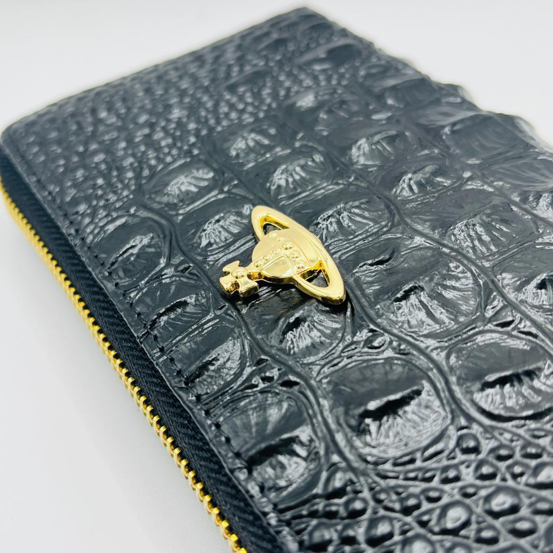 特価 未使用 Vivienne Westwood 黒 長財布 ワニ風 豪華人気