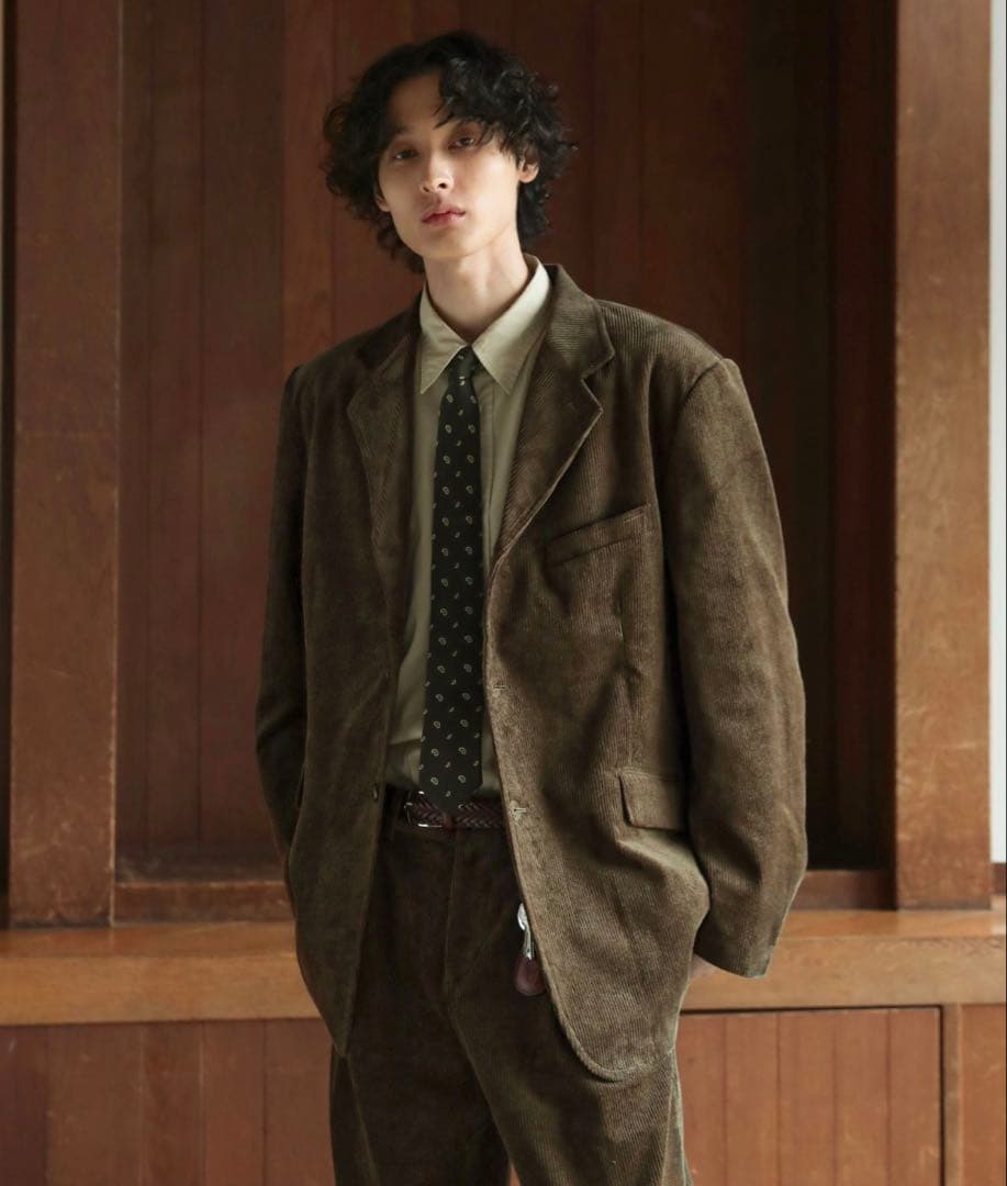 Bleme. コーデュロイ セットアップ　Lサイズ　カーキ