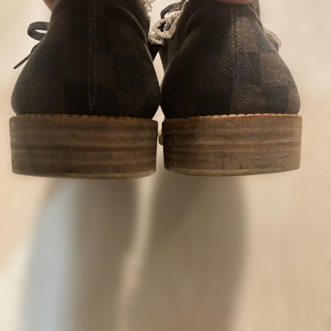 CDG HOMME PLUS チェッカー柄キャンバスシューズ