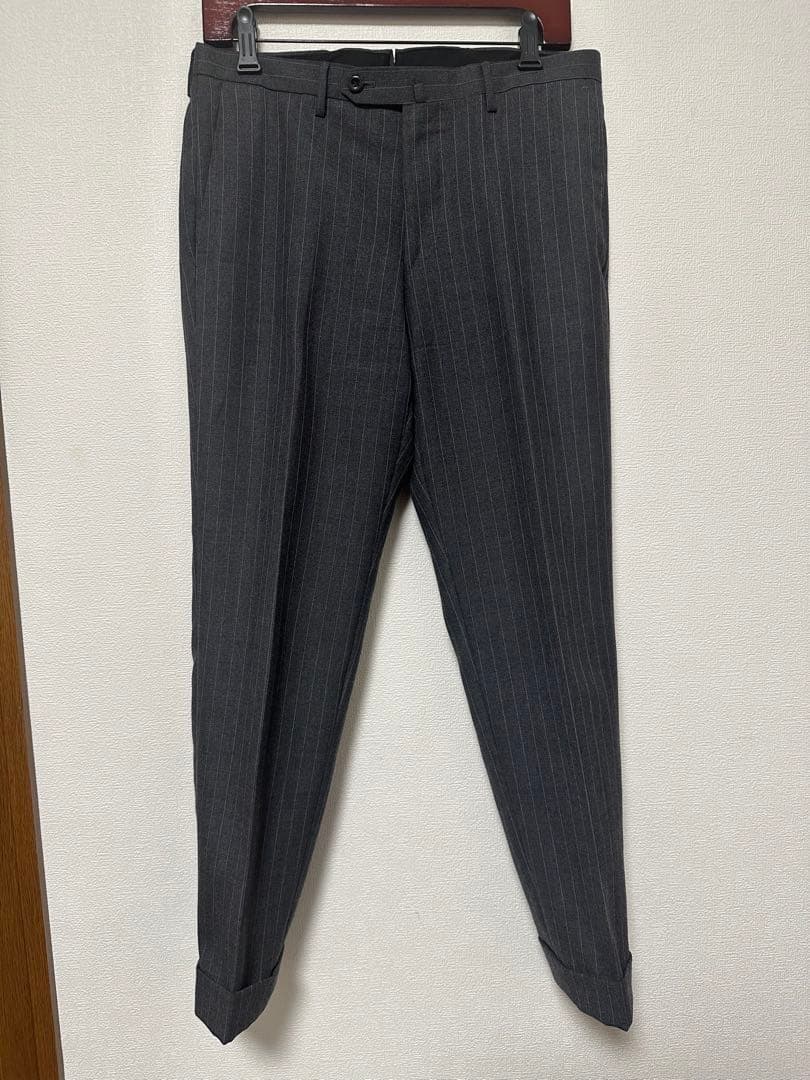 【美品】RING JACKET スーツ 日本製 グレーストライプ 44