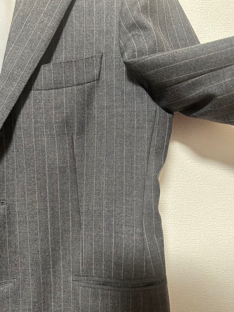 【美品】RING JACKET スーツ 日本製 グレーストライプ 44
