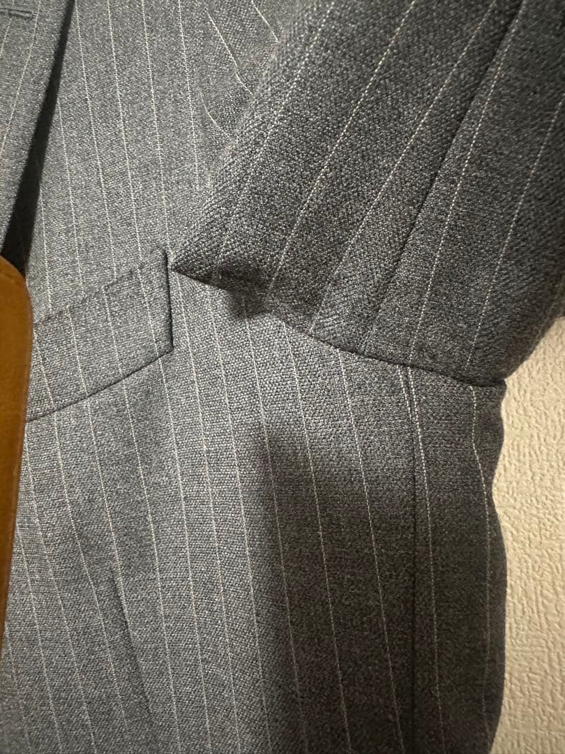 【美品】RING JACKET スーツ 日本製 グレーストライプ 44