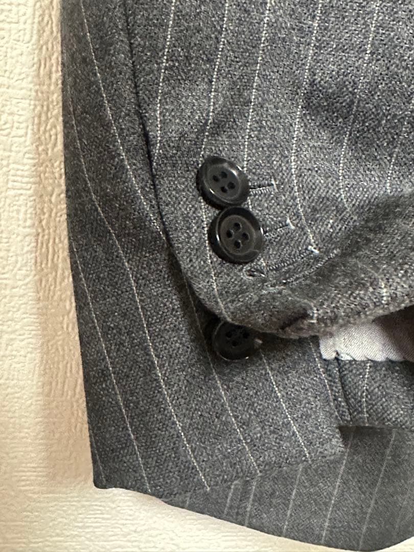 【美品】RING JACKET スーツ 日本製 グレーストライプ 44