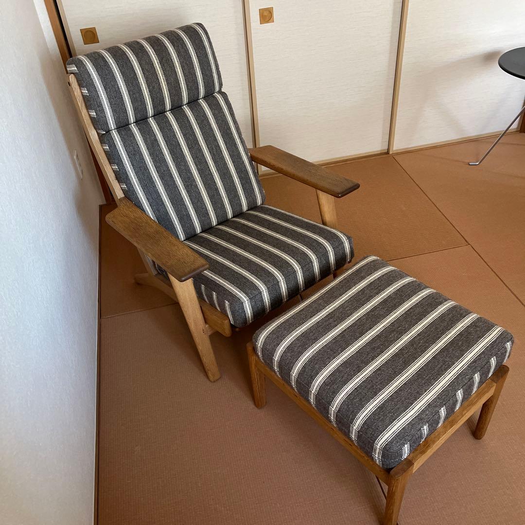 GETAMA社 GE290 ハイバック オットマン付き オーク材