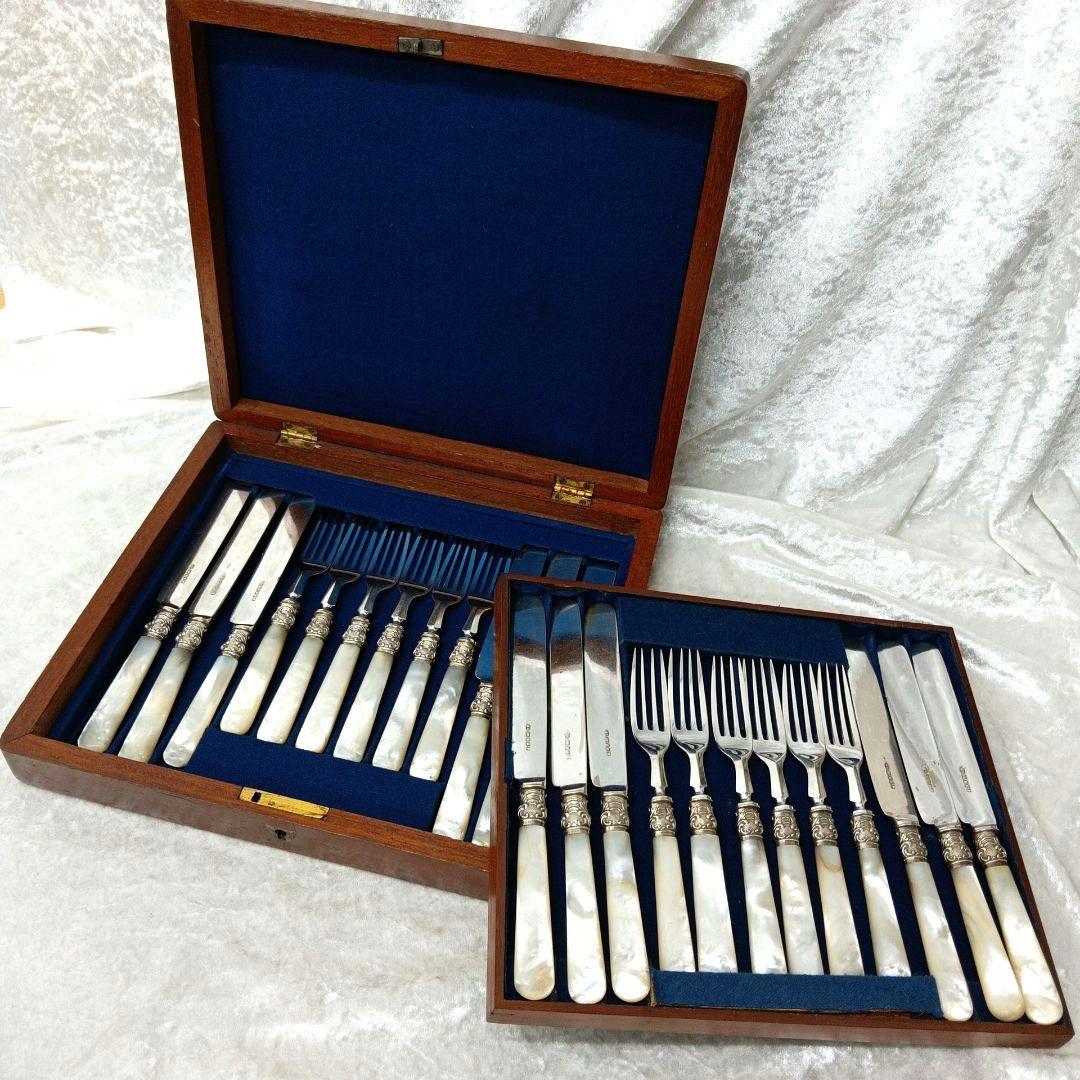 英国 白蝶貝 カトラリーセット ナイフ フォーク 24本 マザーオブパール