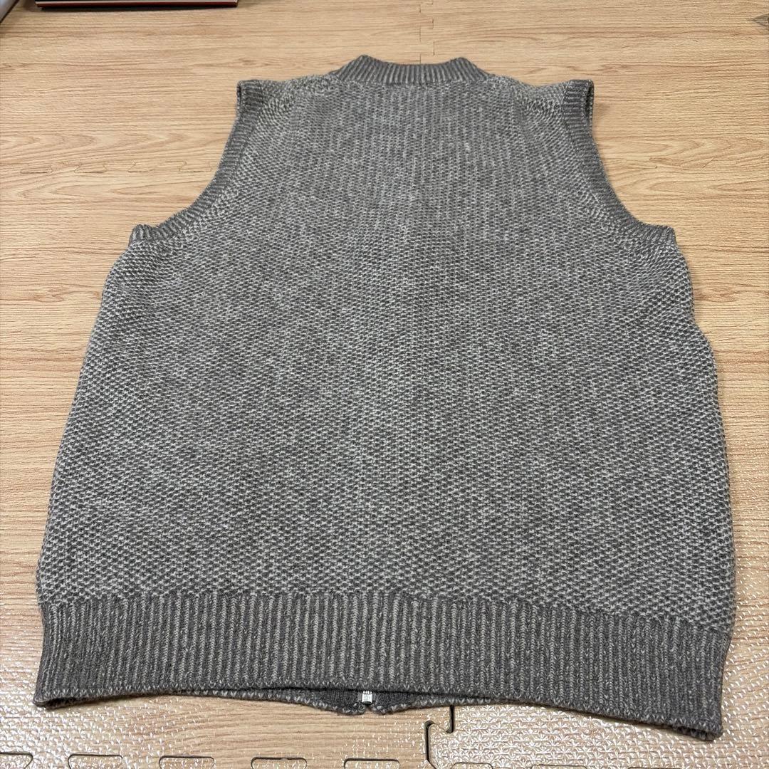 リクエスト値下美品Papas+カシミア混フルZIPスタンドカラベストLグレージュ