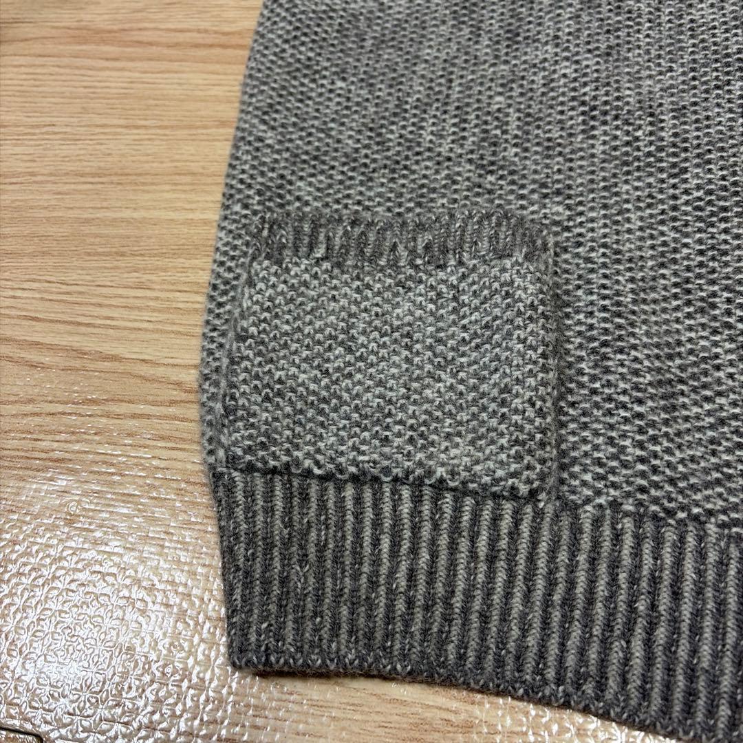 リクエスト値下美品Papas+カシミア混フルZIPスタンドカラベストLグレージュ