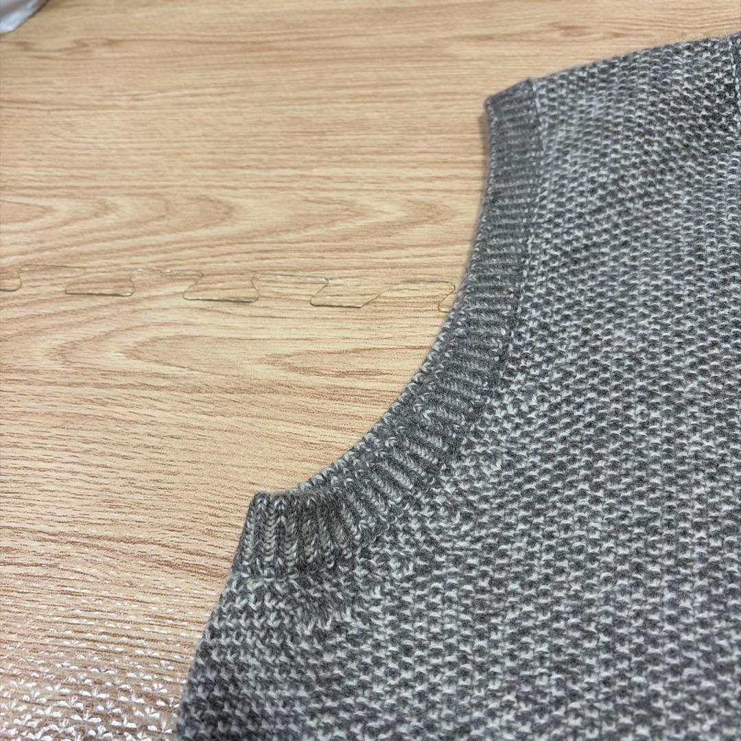 リクエスト値下美品Papas+カシミア混フルZIPスタンドカラベストLグレージュ