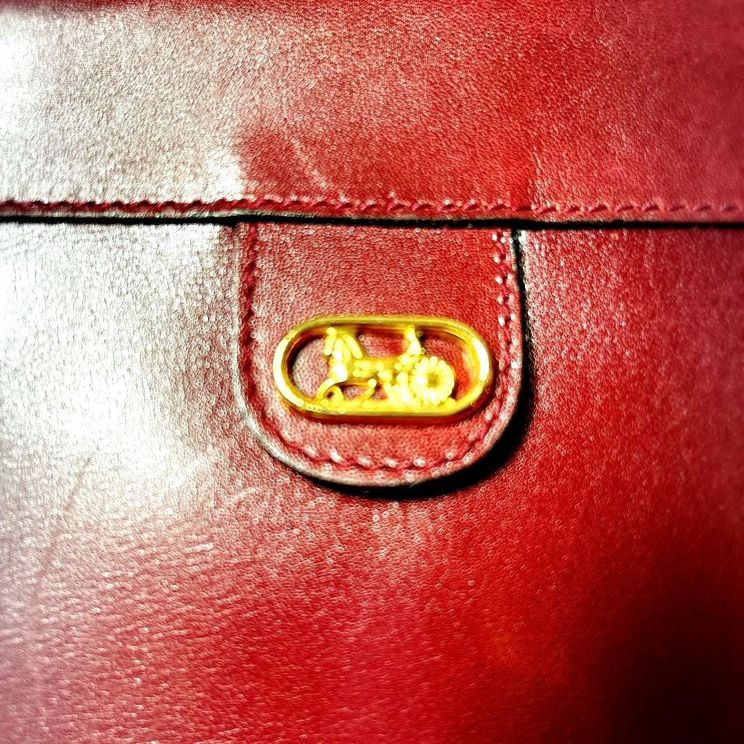 【希少】CÉLINE セリーヌ　馬車金具　バーガンディ レザー クラッチバッグ