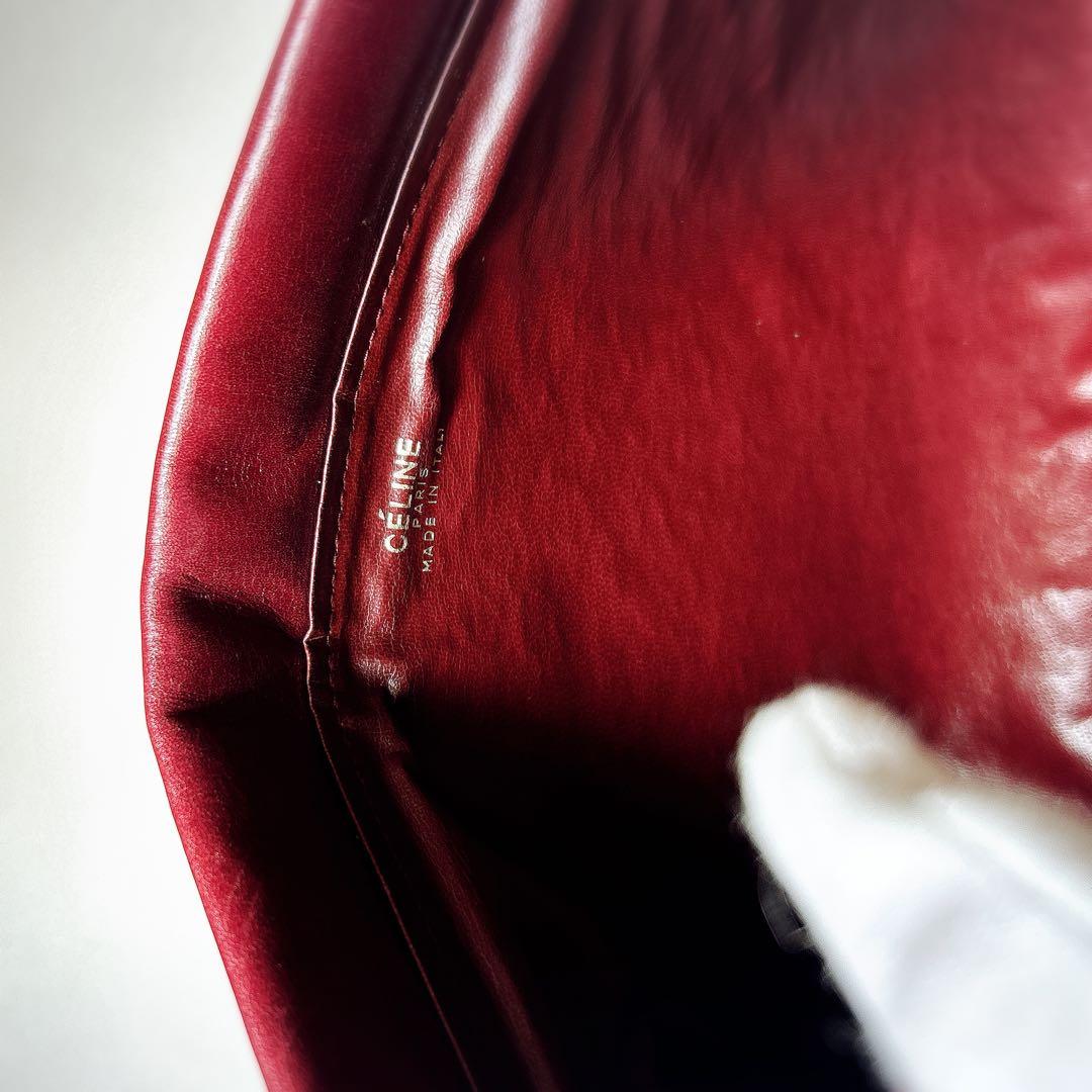 【希少】CÉLINE セリーヌ　馬車金具　バーガンディ レザー クラッチバッグ