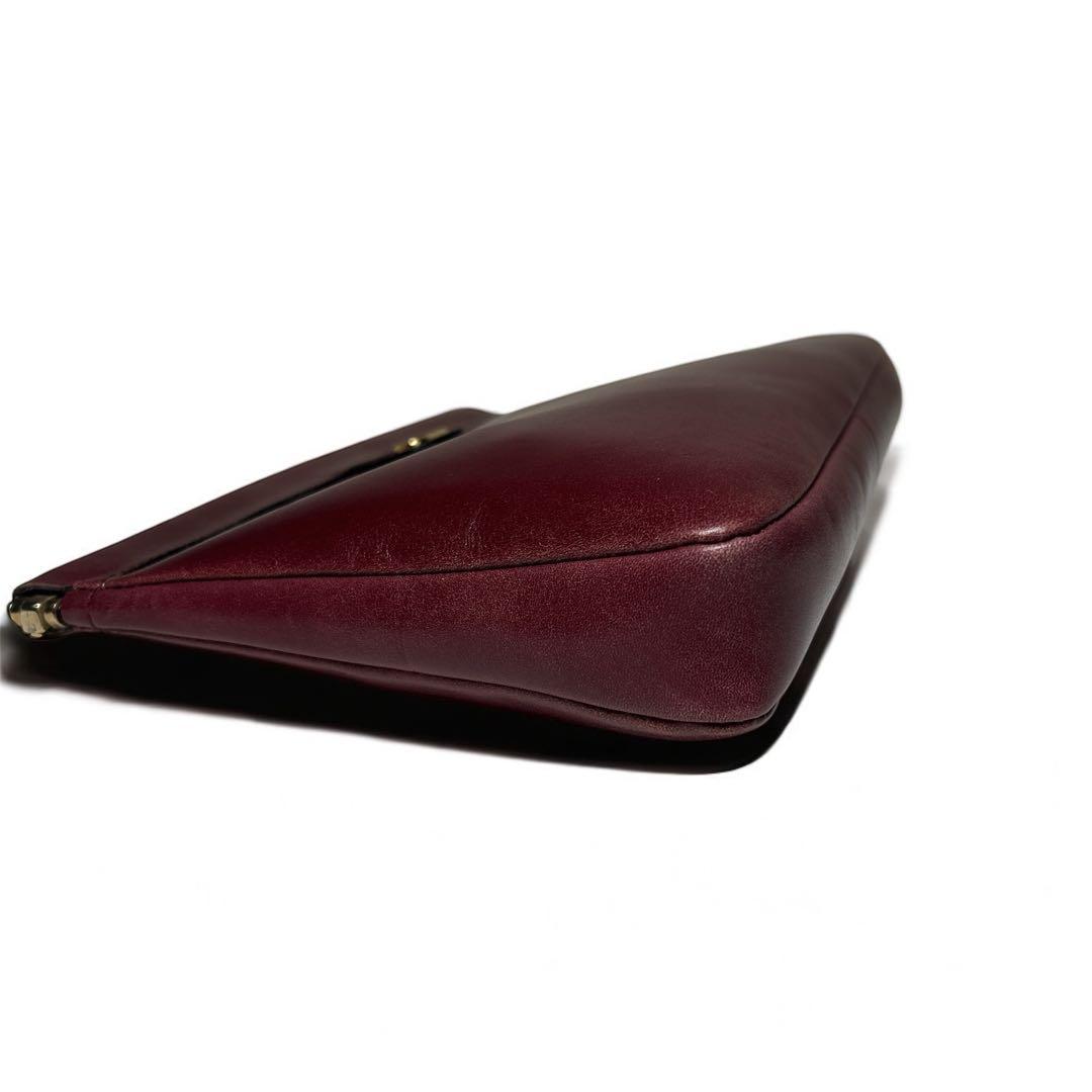 【希少】CÉLINE セリーヌ　馬車金具　バーガンディ レザー クラッチバッグ