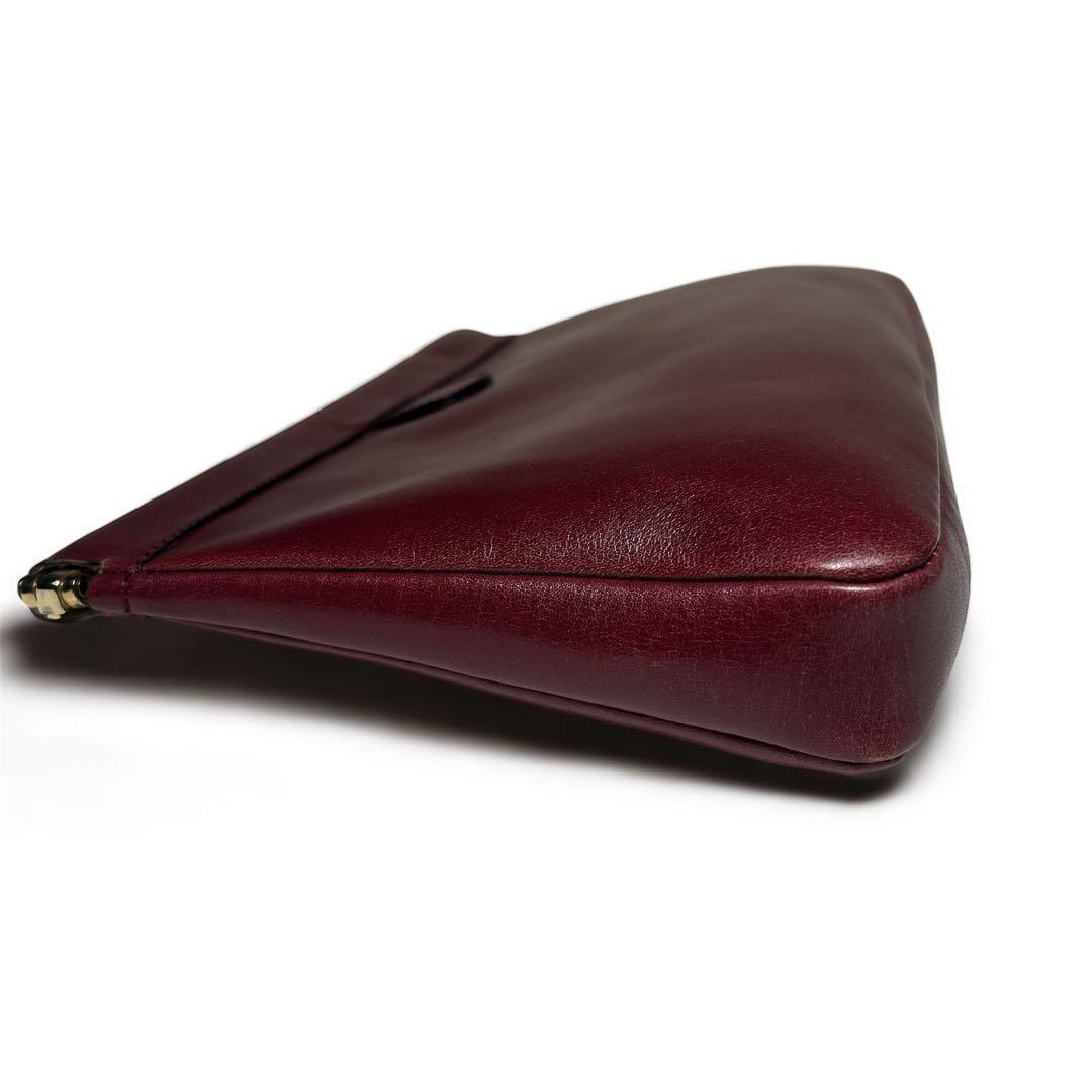 【希少】CÉLINE セリーヌ　馬車金具　バーガンディ レザー クラッチバッグ