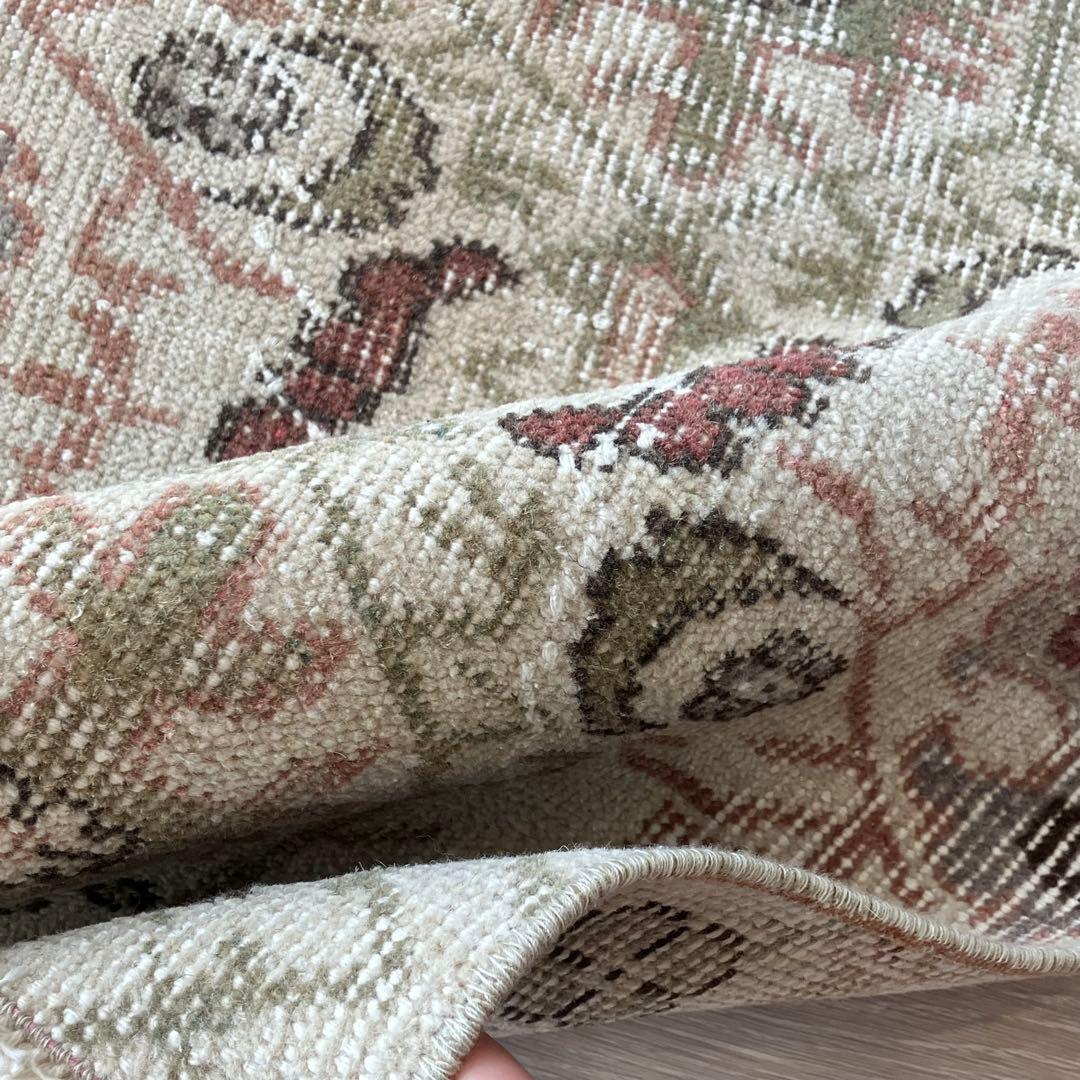 アールデコ調109×146✳︎モーブピンク　クローバー　トルコヴィンテージラグ