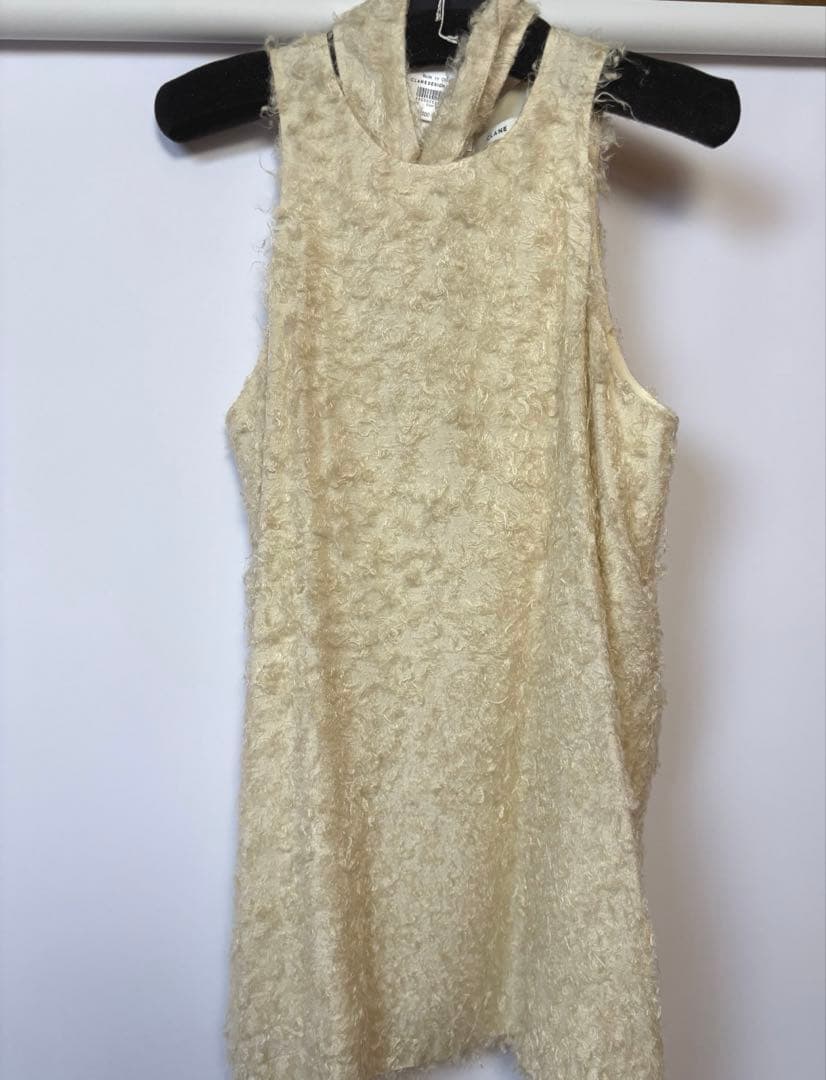 トップス [CLANE] FEATHER RIBBON NOSLEEVE TOPS