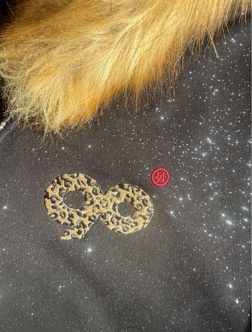 90 Logo Glitter Fur Zip Hoodie上のみ