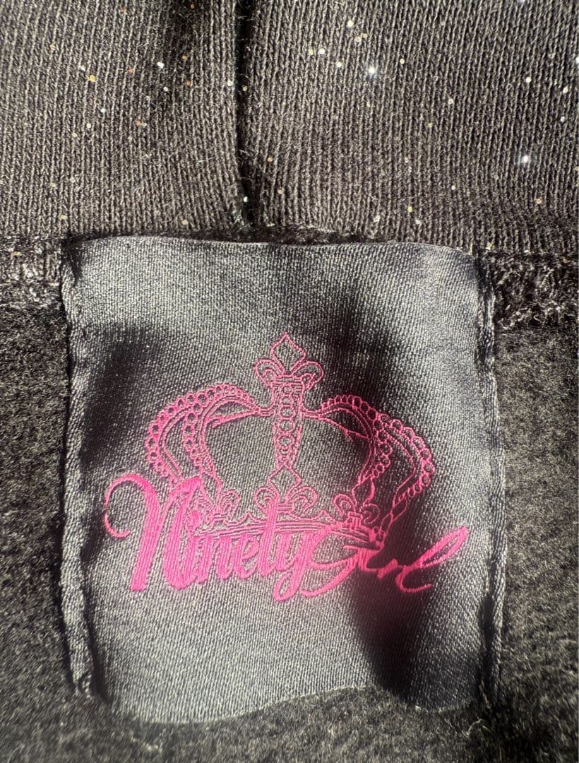 90 Logo Glitter Fur Zip Hoodie上のみ