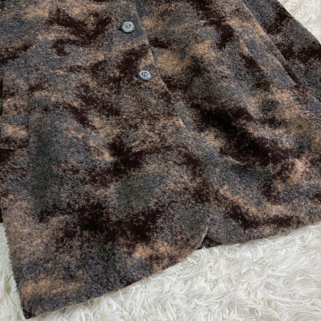 ジェニーギャルソン カモフラージュファーコート ブラウン フード付き a3722