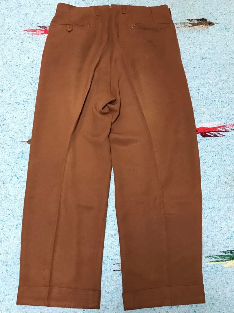 50s レーヨン ギャバジン スラックス フェード 煉瓦 茶 60s 2タック