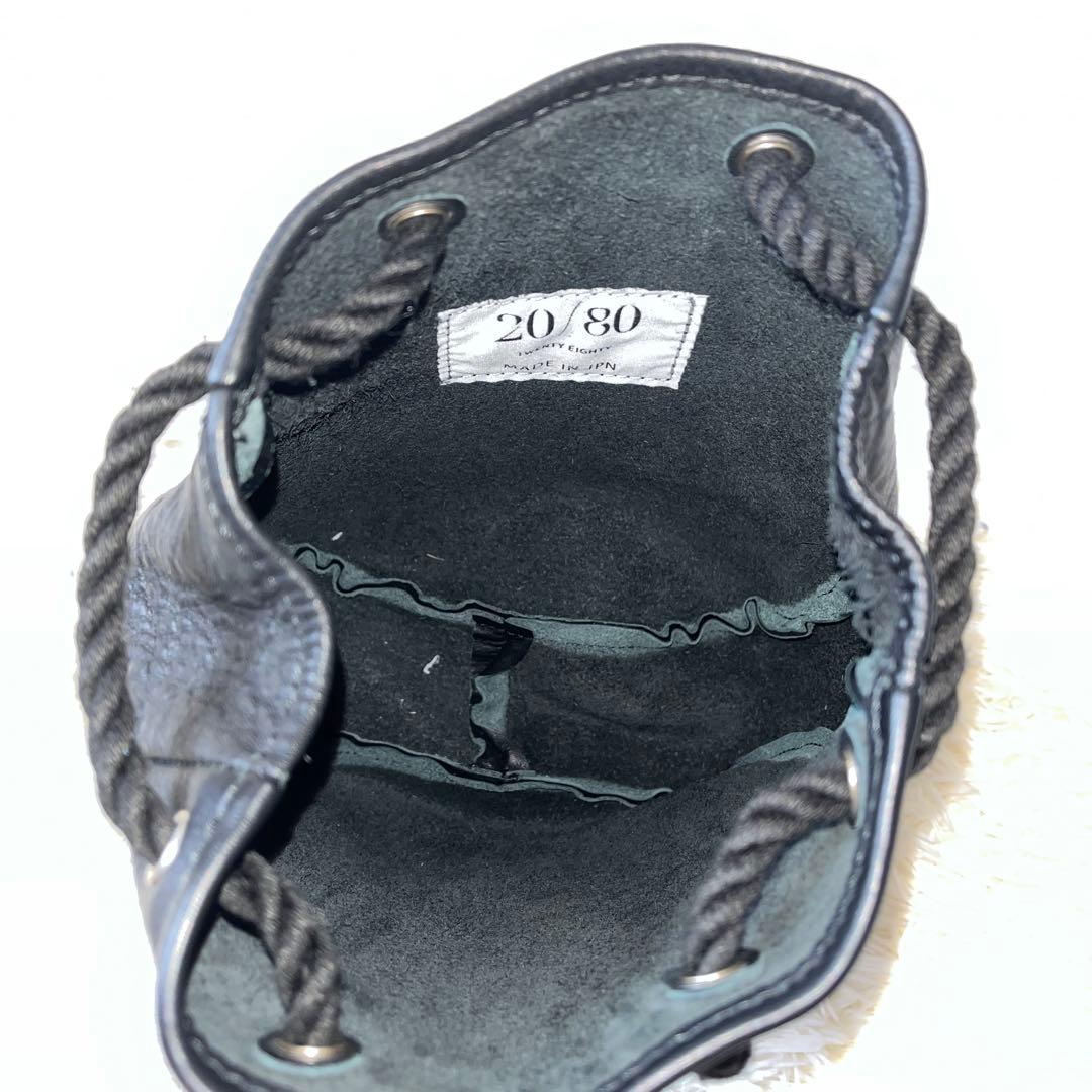 未使用級✨20/80 トゥエンティーエイティー　ハンドバッグ　ブラック　レザー