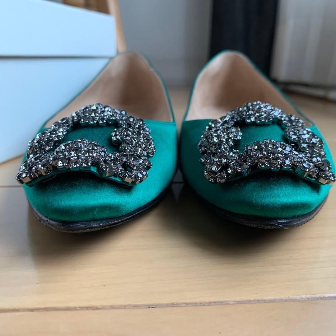 マノロブラニク　ハンギシ　フラット　グリーン　35.5