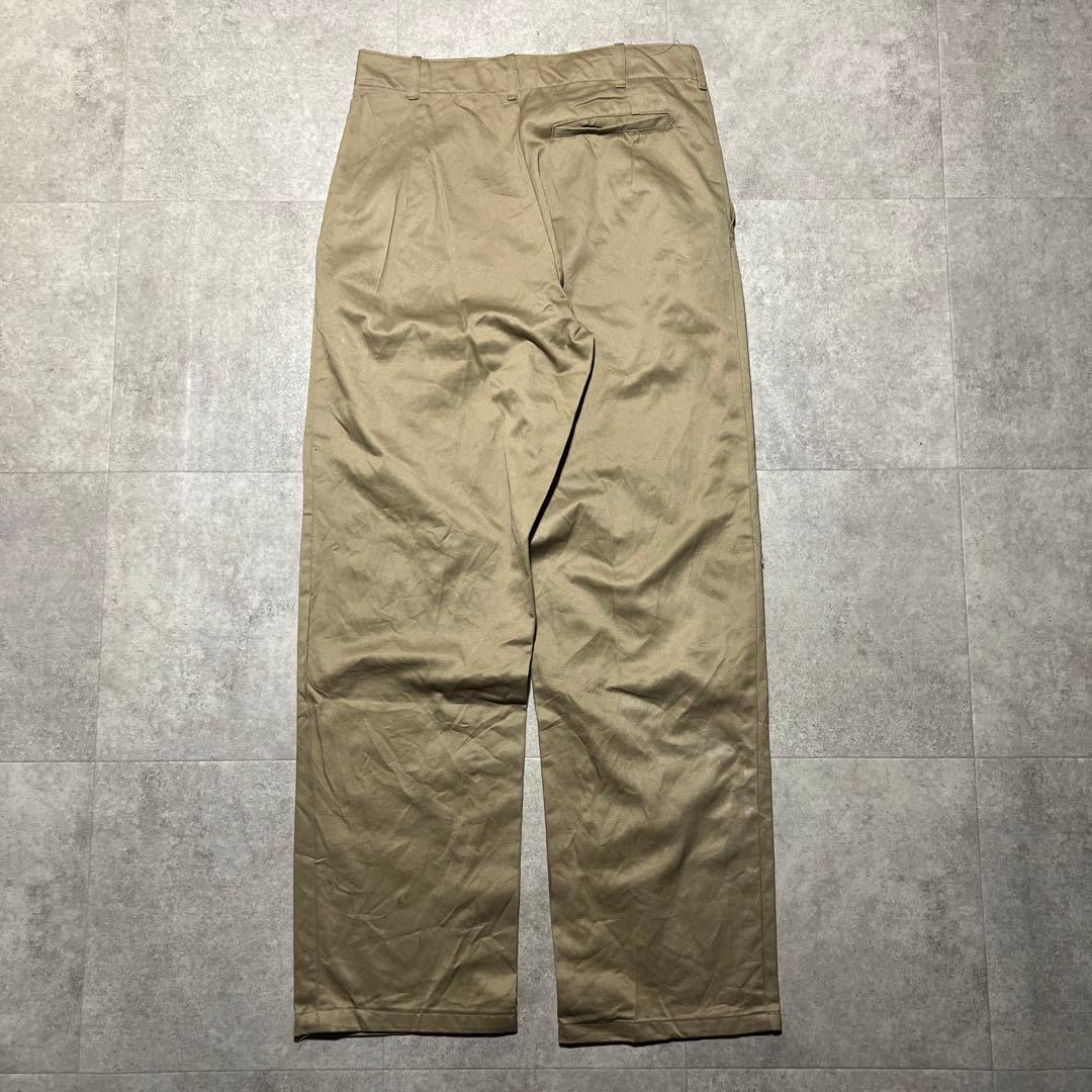 70sフランス軍チノトラウザー片ポケフラップ無ベージュ薄茶ユーロ古着｜雰囲気抜群