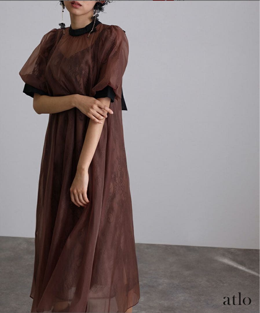atlo パーティードレス オケージョンドレス　ブラウン　Mサイズ