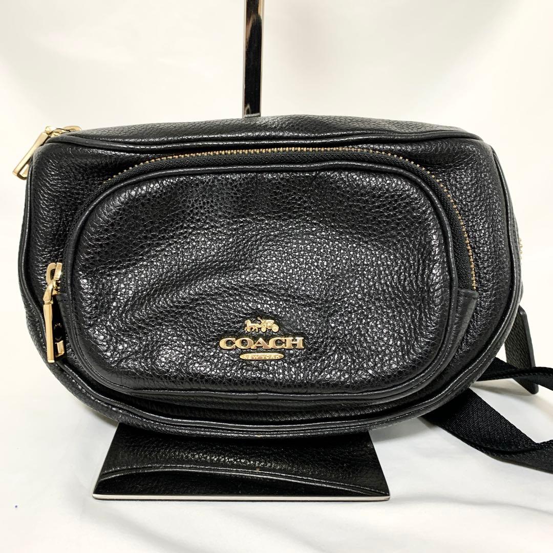 COACH コーチ ボディバッグ レザー ロゴ 6488 ブラック