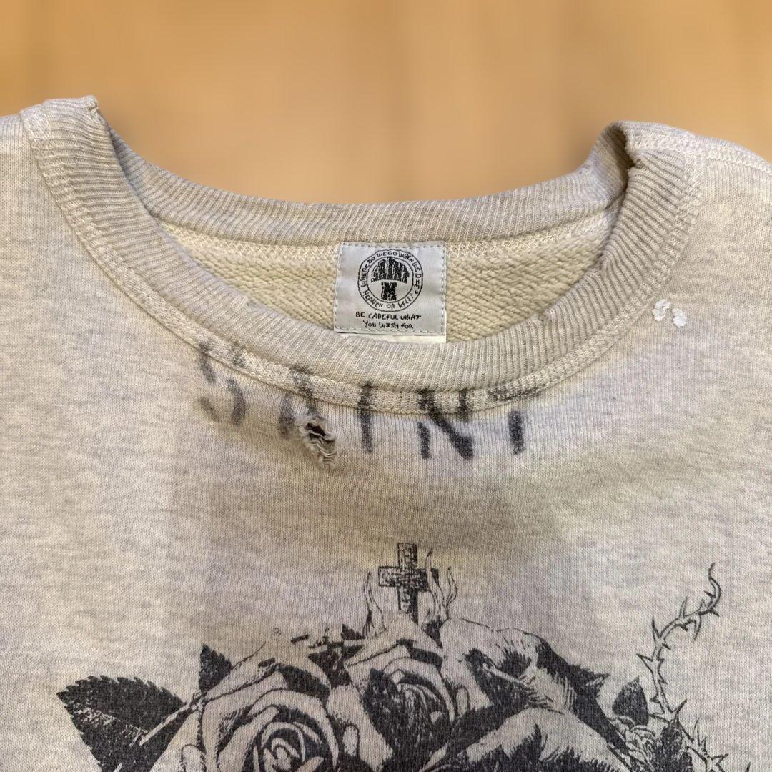 セントマイケル　キリスト プリント スウェット グレー　XL